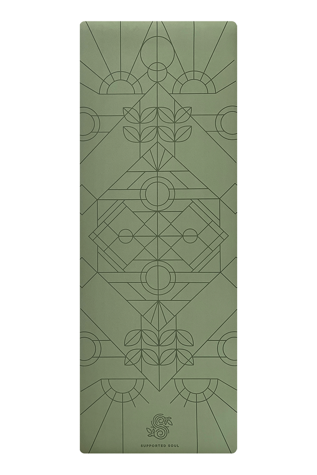 Pro Grip Luxe Deco Alignment- PU Yoga Mat (5mm) - Soft Sage