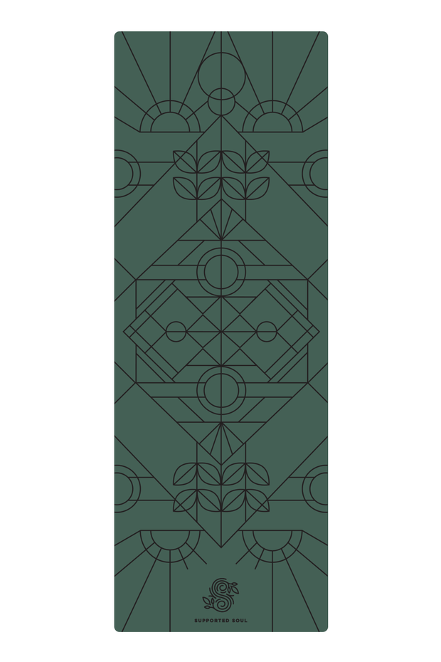 Pro Grip Deco Alignment - PU Yoga Mat (5mm) - Evergreen