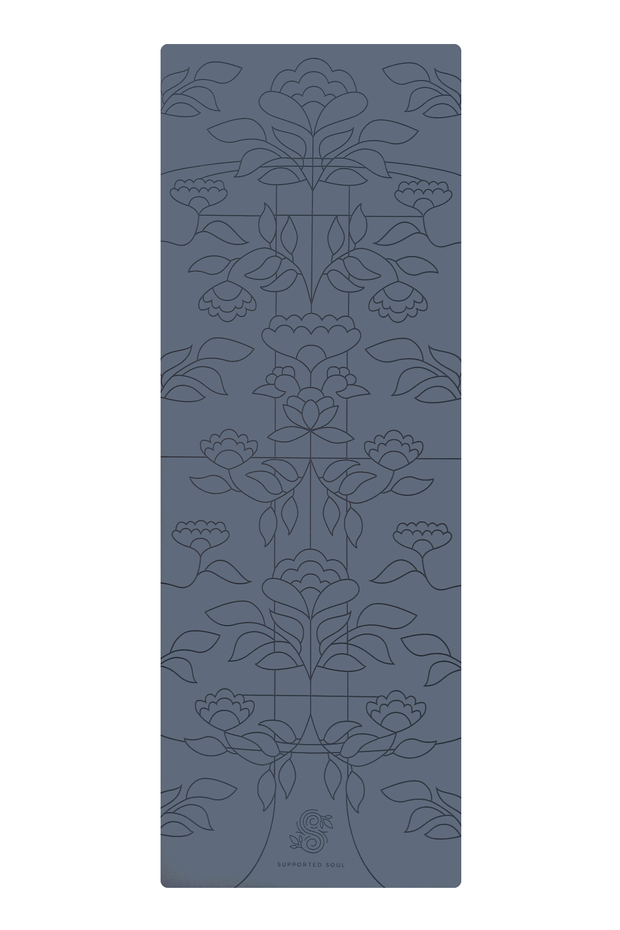 Pro Grip Luxe Floral Alignment- PU Yoga Mat (5mm) - Storm Cloud