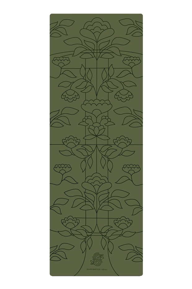 Pro Grip Floral Alignment - PU Yoga Mat (5mm) - Woodland