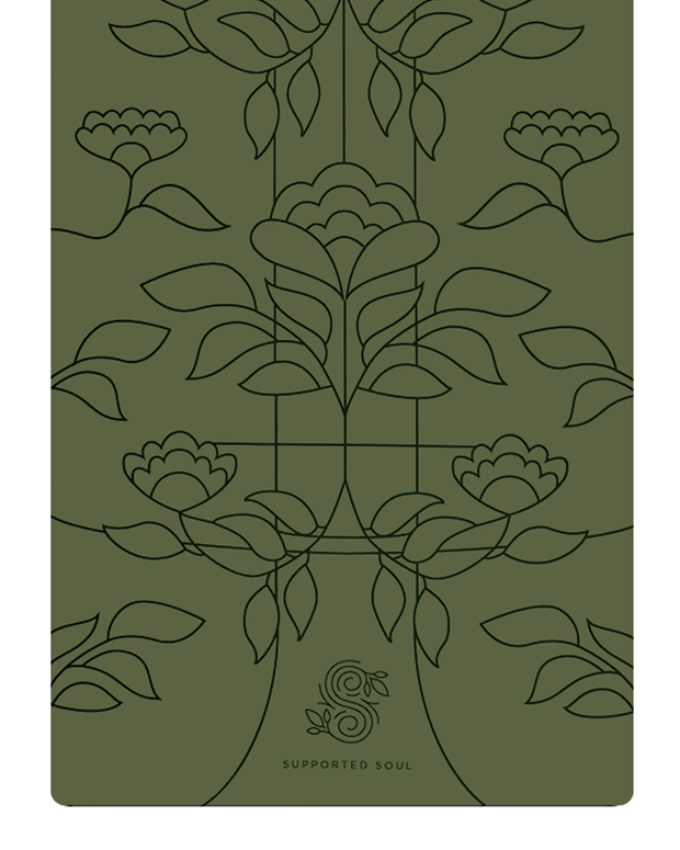Pro Grip Floral Alignment - PU Yoga Mat (5mm) - Woodland