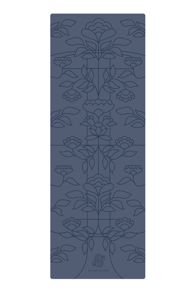 Pro Grip Luxe Floral Alignment- PU Yoga Mat (5mm) - Storm Cloud